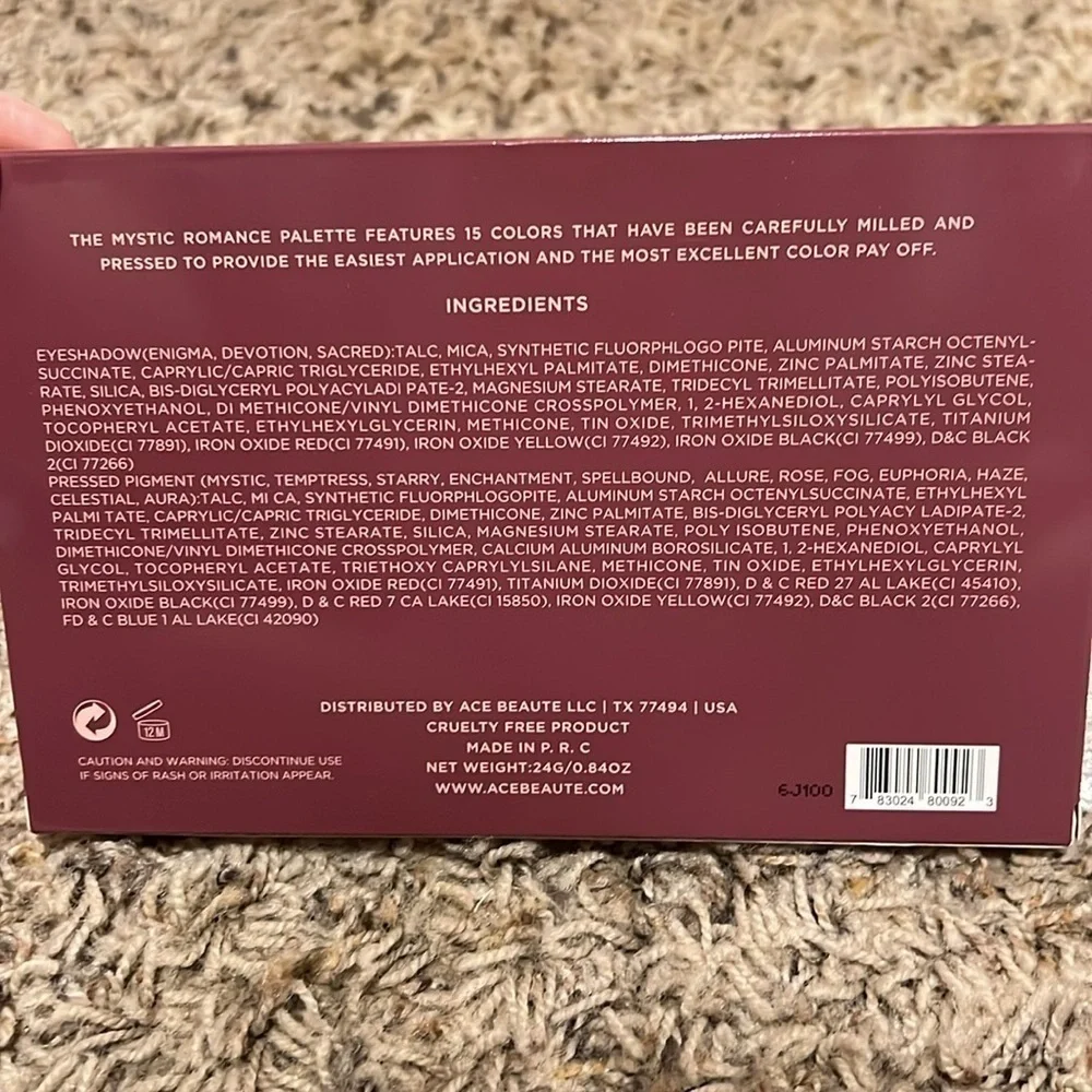 NIB Ace Beaute Mystic Romance Eyeshadow Palette 15 colors